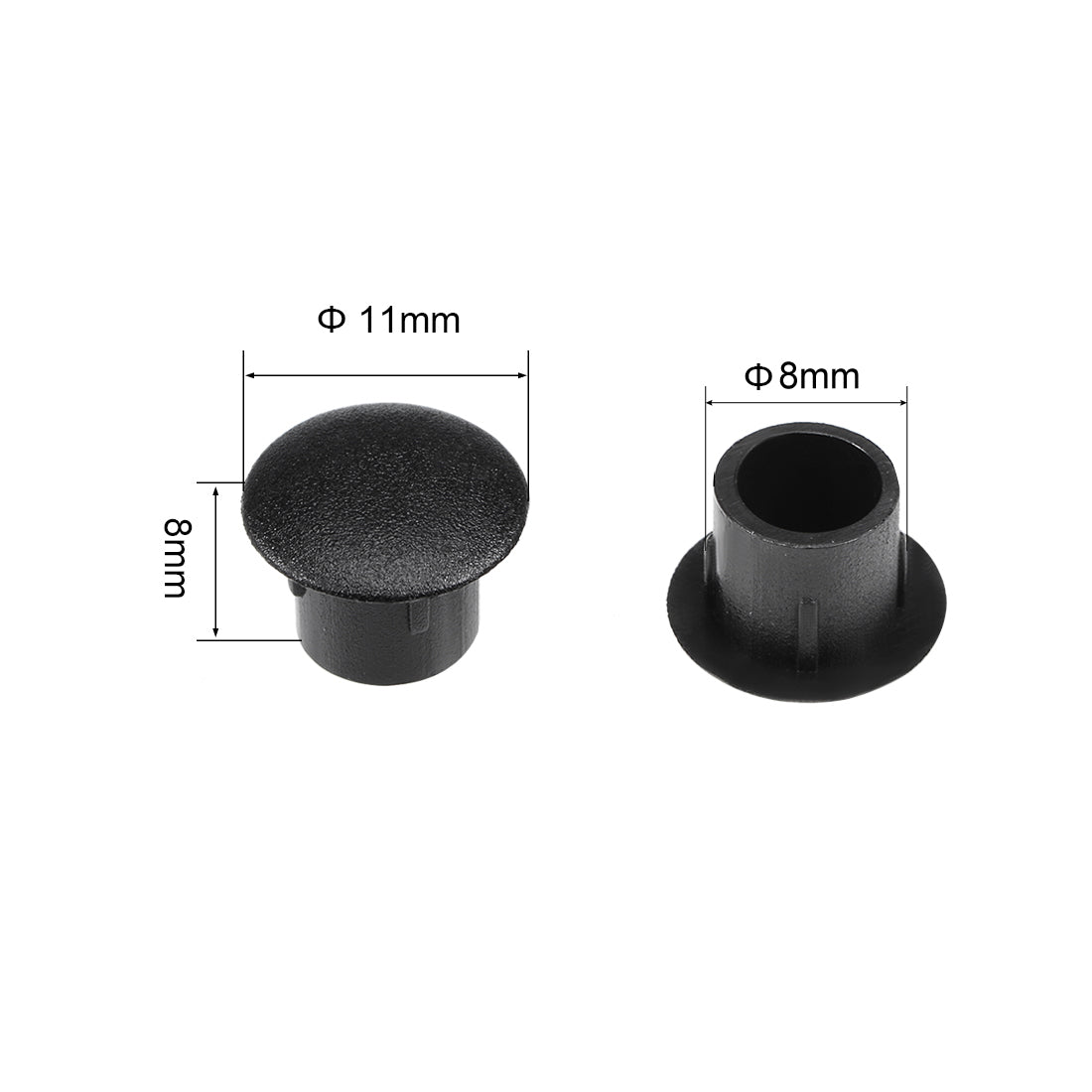 Uxcell Shelf Peg Hole Plugs 8mm Dia Black Plastic Tube Cover for Nail