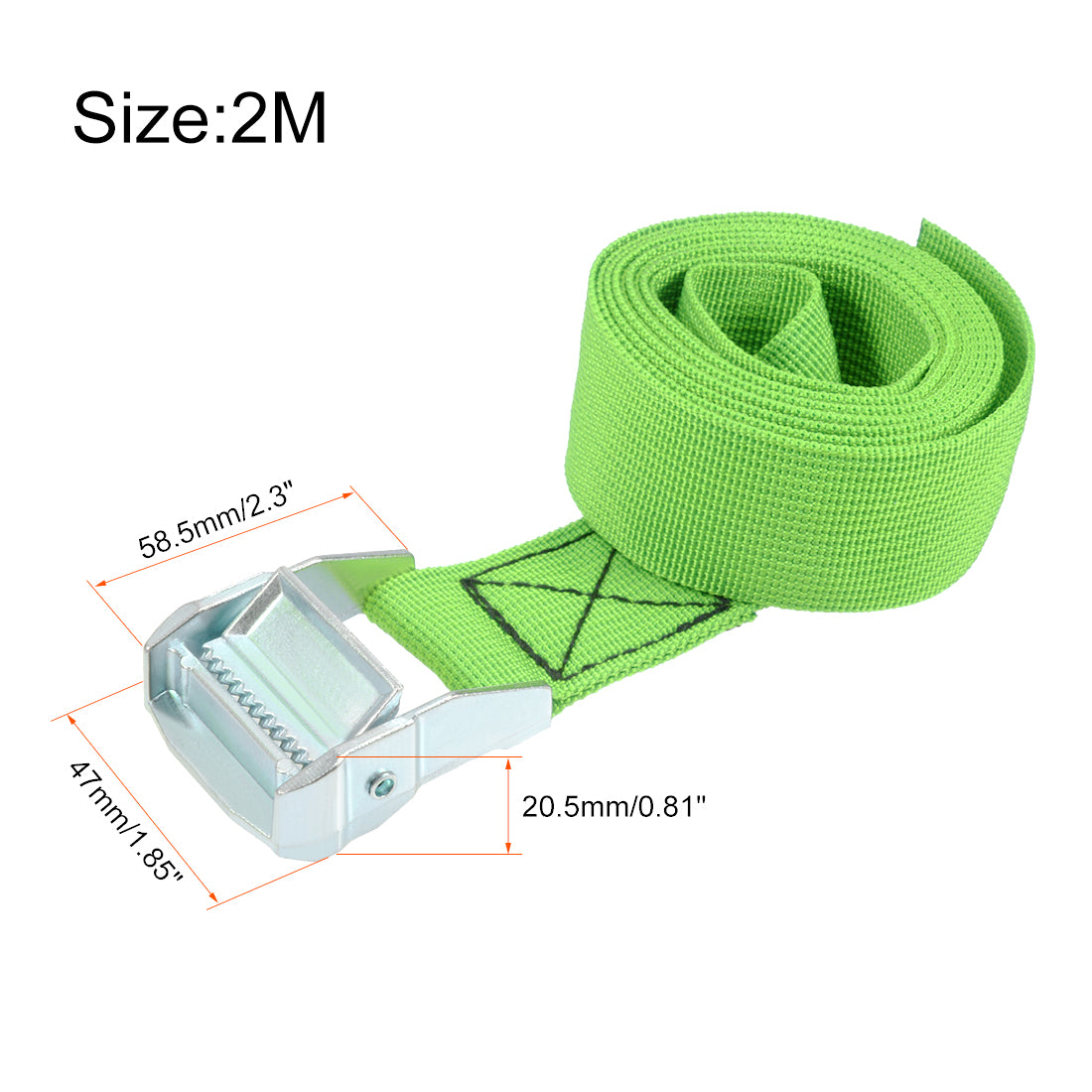 uxcell Uxcell 2Mx38mm Lashing Strap Cargo Tie Down Straps w Cam Lock Buckle 500Kg Work Load, Green, 2Pcs