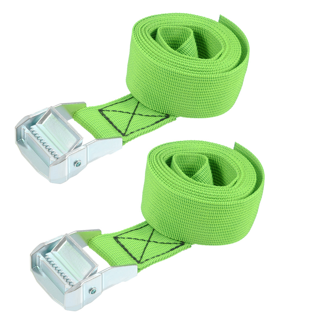 uxcell Uxcell 2Mx38mm Lashing Strap Cargo Tie Down Straps w Cam Lock Buckle 500Kg Work Load, Green, 2Pcs