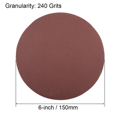 Harfington Uxcell 6-inch 240-Grits PSA Sanding Disc, Adhesive-Backed Sanding Sheets Aluminum Oxide Sandpaper for Random Orbital Sander 5pcs