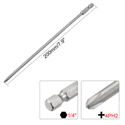 Harfington Uxcell 1/4-Inch Hex Shank 200mm Length Phillips 4PH2 Magnetic Screw Driver S2 Screwdriver Bits