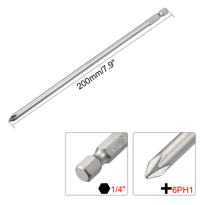 Harfington Uxcell 2pcs 1/4-Inch Hex Shank 200mm Length Phillips 6PH1 Magnetic Screw Driver S2 Screwdriver Bits
