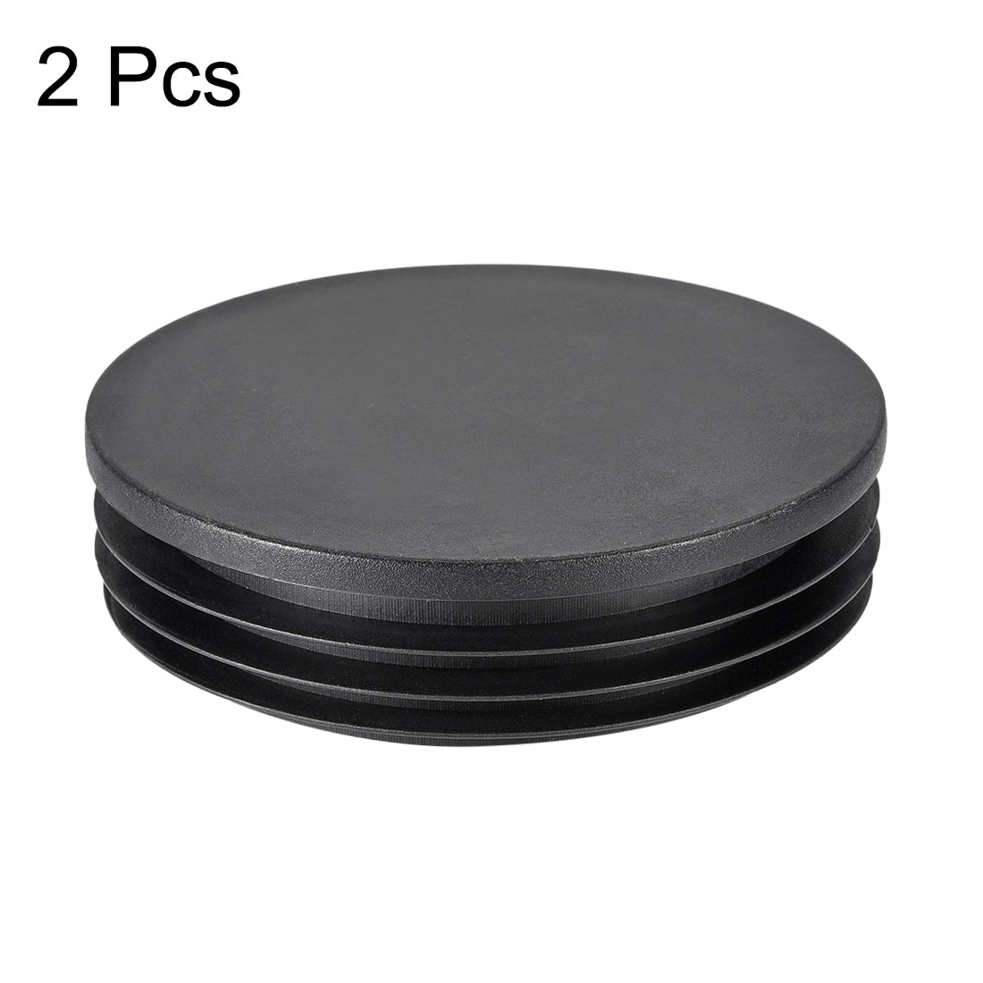 uxcell Uxcell 2pcs 100mm Dia Plastic Tubing Plug Round Post End Caps for Handrail Stair  Tube Black