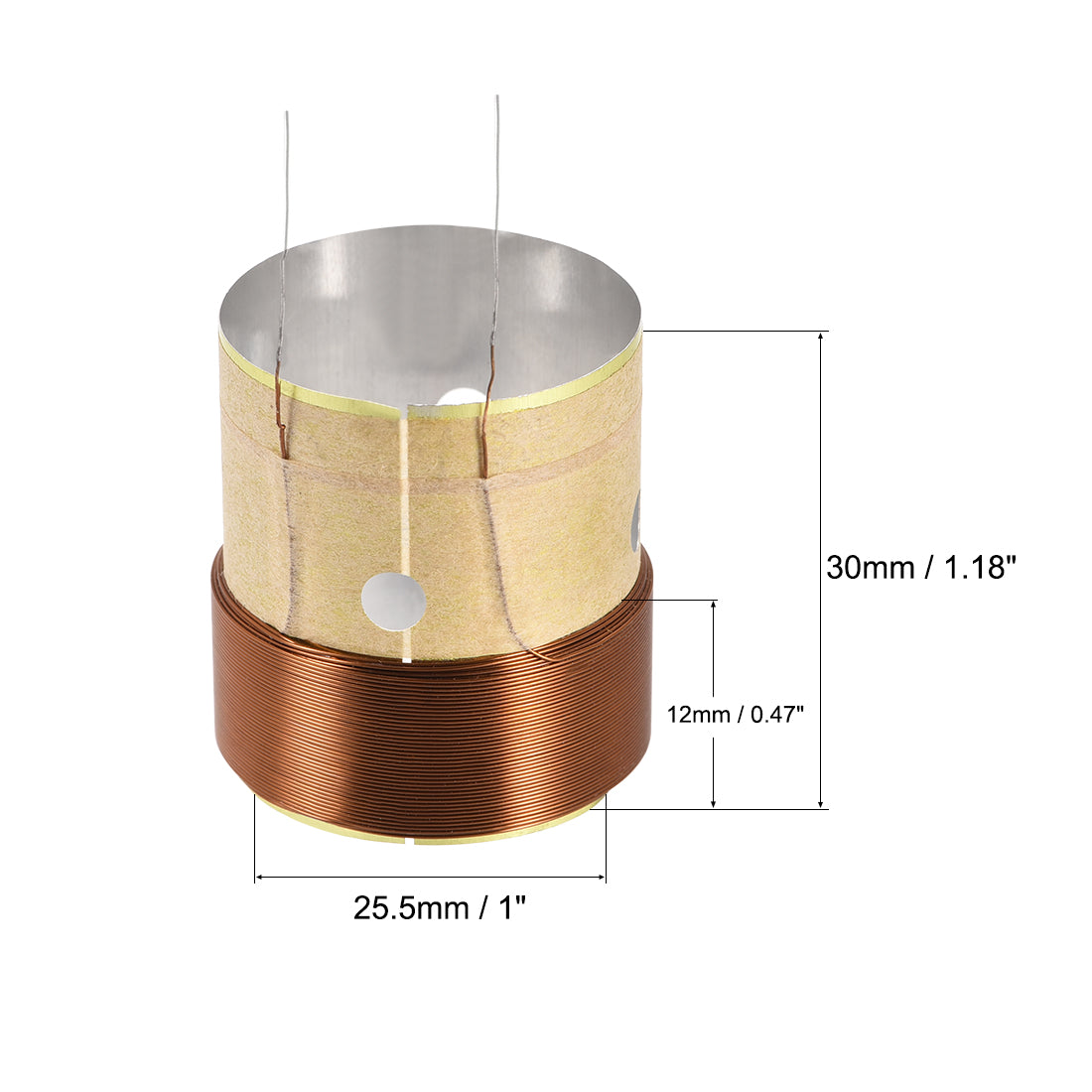 uxcell Uxcell 25.5mm 1" Woofer Voice Coil 4 Layers Round Copper Wire Bass Speaker Audio Replacement