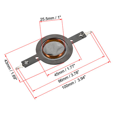 Harfington Uxcell 25.5mm Tweeter Voice Coil  Speaker Silk Film Membrane Drive Head 43mm 2pcs