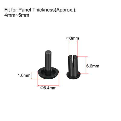 Harfington Uxcell Push Clips Rivets 3mm x 4.6mm PCB Circuit Panel Nylon Fasteners Black 200 Pcs