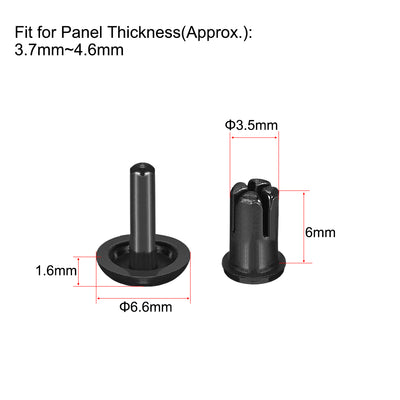 Harfington Uxcell Push Clips Rivets 3.5mm x 4.5mm PCB Circuit Panel Nylon Fasteners Black 100 Pcs