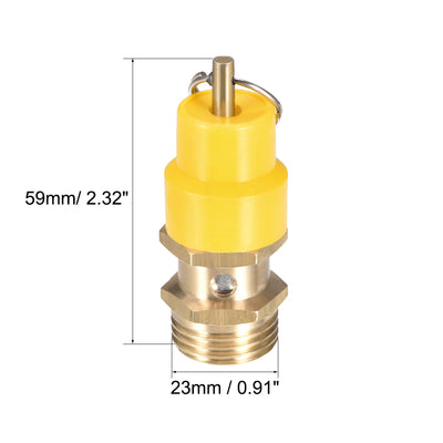 Harfington Uxcell Air Compressor Pressure Relief Valve Release G 1/2 Male Threaded 115 PSI Set Pressure Yellow Hat