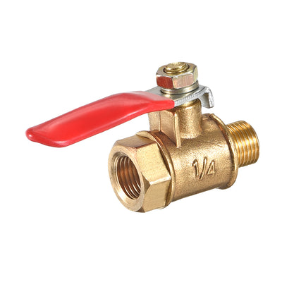 Harfington Uxcell Brass Air Ball Valve Shut Off Switch G1/4 Male to Female Pipe accoupler