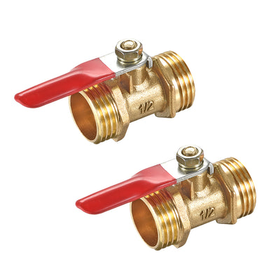 Harfington Uxcell Brass Air Ball Valve Shut Off Switch G1/2 Male to Male Pipe Coupler 2Pcs