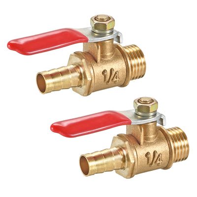uxcell Uxcell Brass Air Ball Valve Shut Off Switch G1/4 Male to 10mm Hose Barb 2Pcs