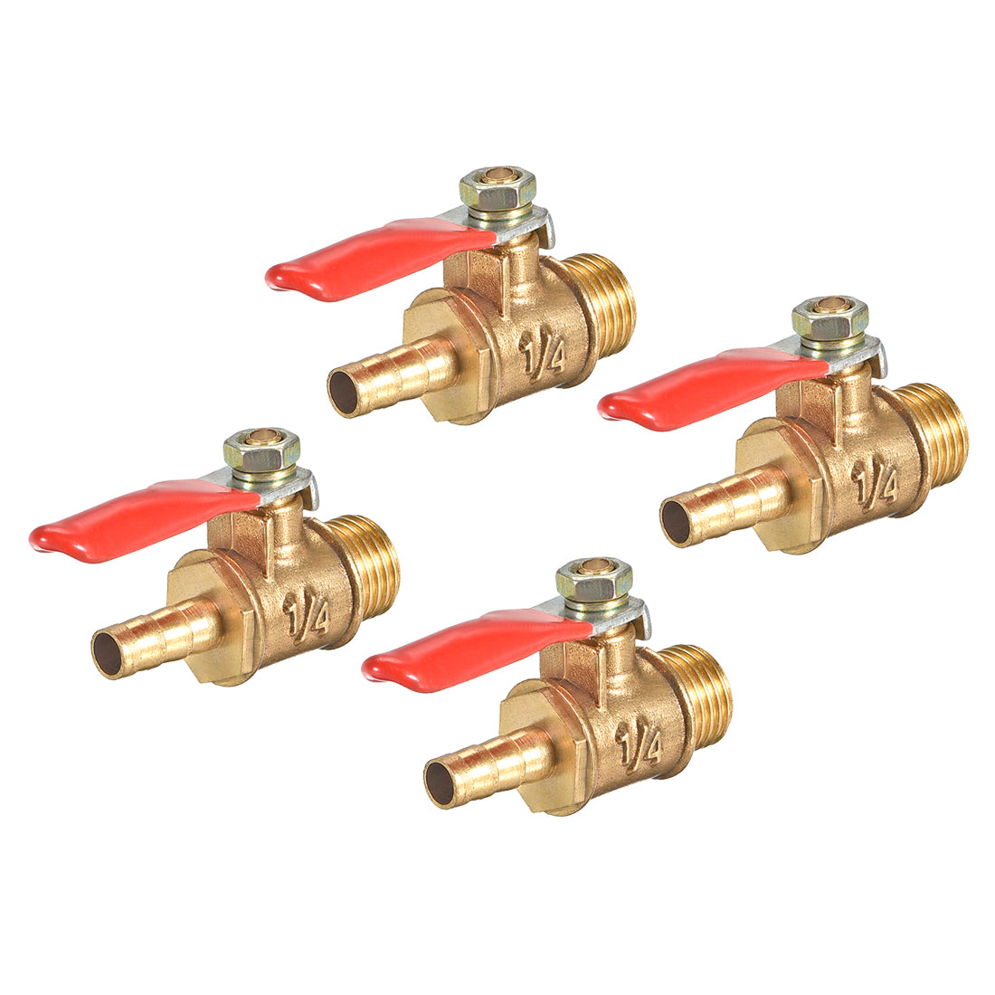 Uxcell Uxcell Brass Air Ball Valve Shut Off Switch G1/2 Male to 5/16" Hose Barb 4Pcs