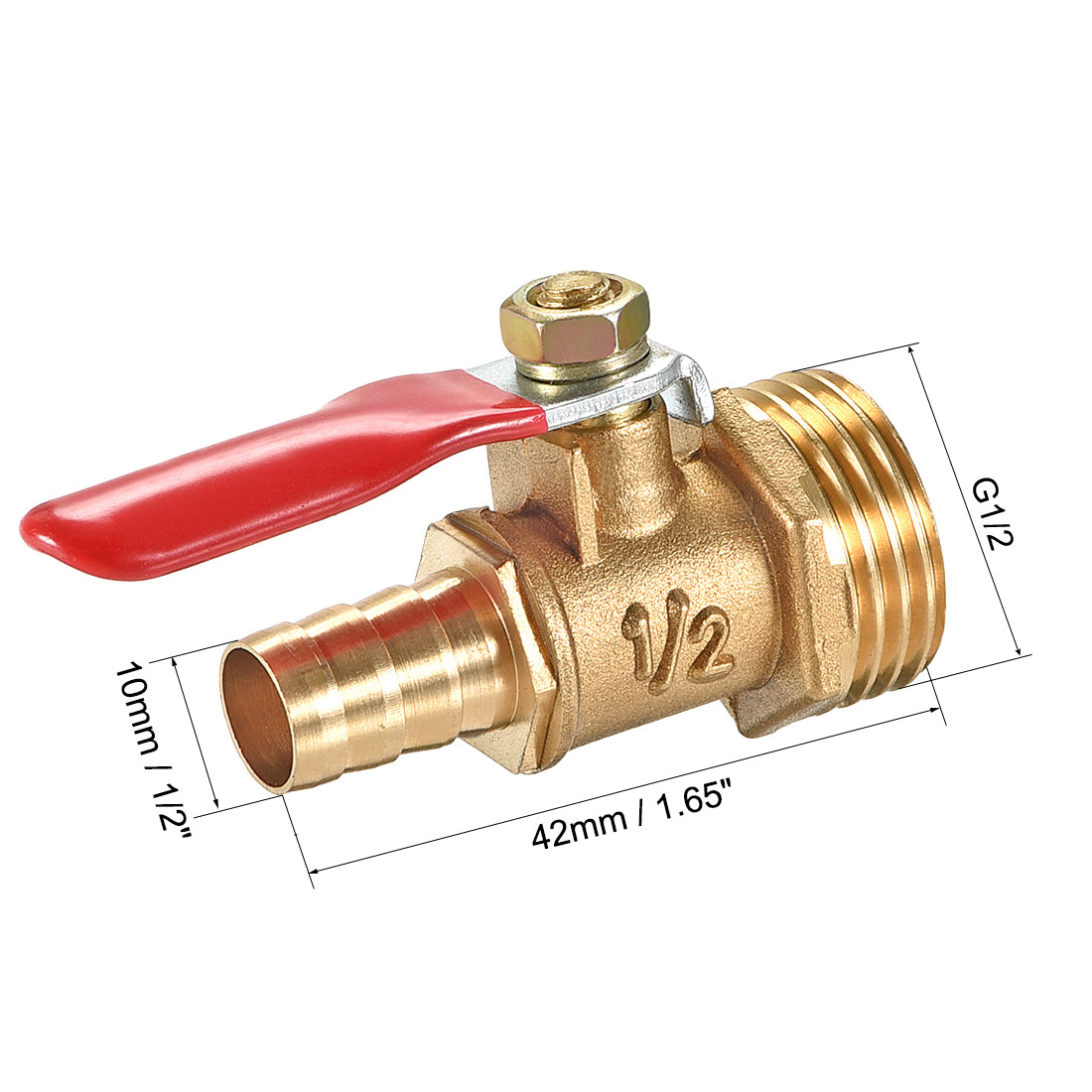 Uxcell Uxcell Brass Air Ball Valve Shut Off Switch G1/4 Male to 3/8" Hose Barb