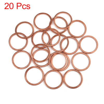 Harfington 20pcs Copper Washer Flat Sealing Gasket Ring Spacer for Car 22 x 27 x 1.5mm