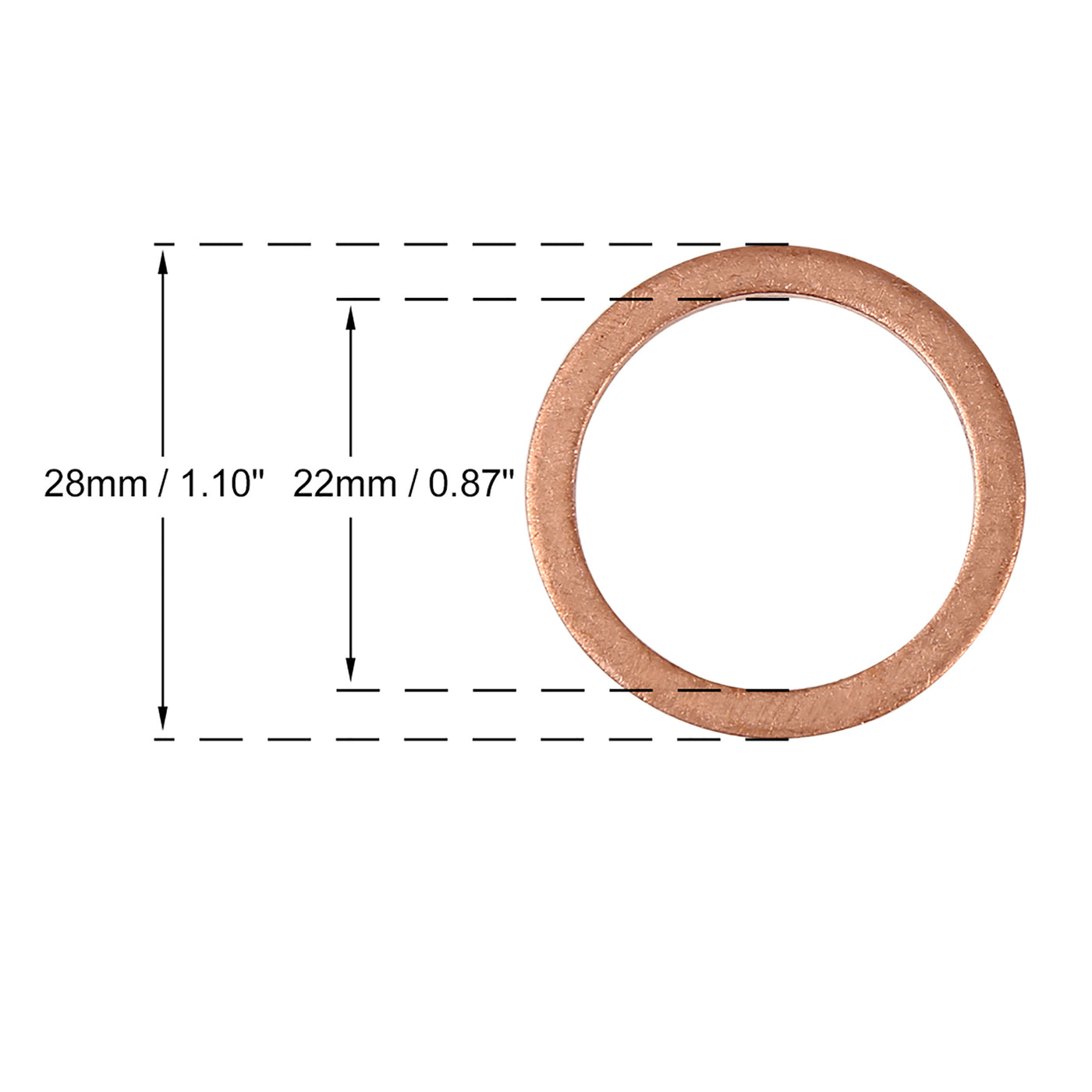 Harfington 5pcs Copper Washer Flat Sealing Gasket Ring Spacer for Car 22 x 28 x 1.5mm