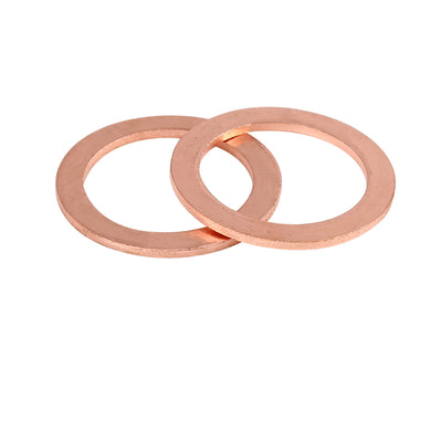 Harfington 2pcs Copper Washer Flat Sealing Gasket Ring Spacer for Car 22 x 30 x 1.5mm