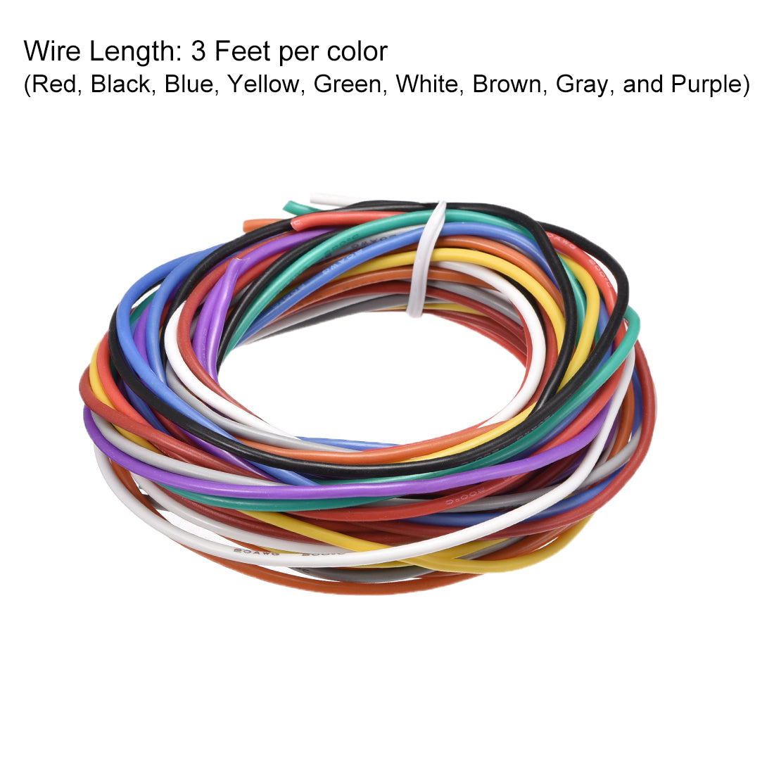 uxcell Uxcell Silicone Wire 20 AWG Electric Wire Stranded Copper Wire 3 ft 10 Colors
