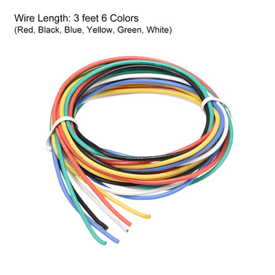 Harfington Uxcell Silicone Wire 20 AWG Electric Wire Stranded Copper Wire 3 ft 6 Colors