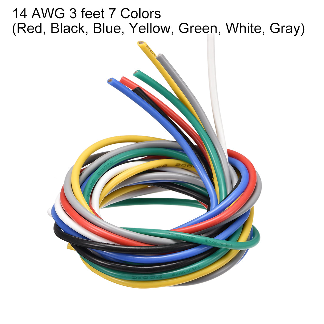uxcell Uxcell Silicone Wire 14 AWG Electric Wire Stranded Copper Wire 3 ft 7 Colors