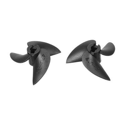 Harfington Uxcell RC Boat CCW/CW Propeller 4mm Shaft 3 Vanes 36mm 1.4 P Fan Shape Pastic Black Rotating Propeller Props for RC Boat Pair