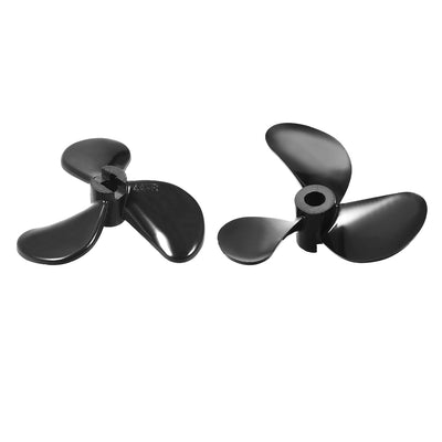 Harfington Uxcell RC Boat CCW Propeller 4mm Shaft 3 Vanes 44mm 1.4 P Fan Shape Pastic Black Rotating Propeller Props for RC Boat 2pcs