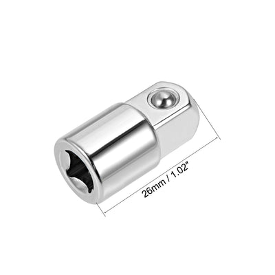 Harfington Uxcell 1/4 Inch Drive (F) x 3/8 Inch (M) Socket Adapter, Female to Male, Cr-V (Silver)