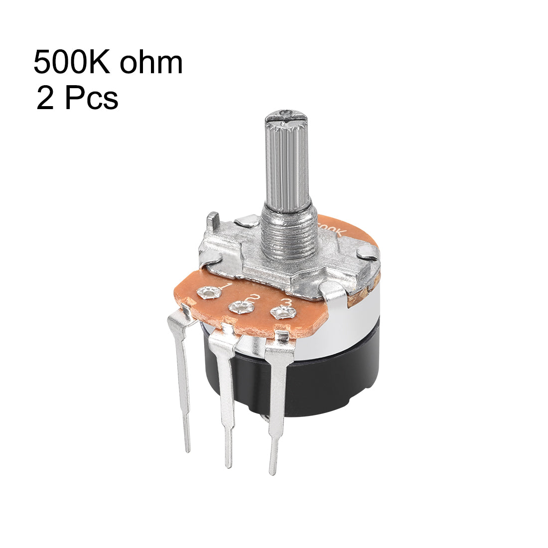uxcell Uxcell WH138 Potentiometer with Switch B500K Ohm Variable Resistors Single Turn Rotary Carbon Film Taper 2pcs