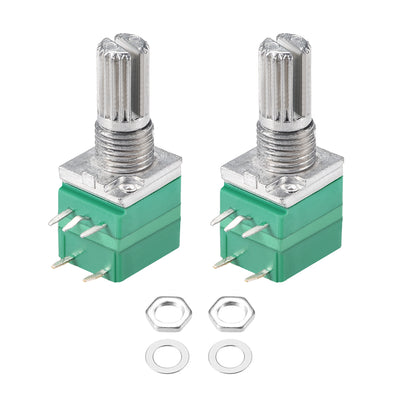 Harfington Uxcell Potentiometer With Switch  B100K Ohm Variable Resistors Single Turn Rotary Carbon Film Taper RV097NS  2pcs
