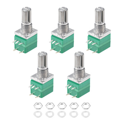 uxcell Uxcell Potentiometer With Switch  B10K Ohm Variable Resistors Single Turn Rotary Carbon Film Taper RV097NS  5pcs