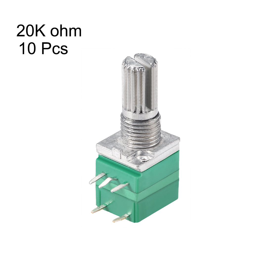 uxcell Uxcell Potentiometer With Switch  B20K Ohm Variable Resistors Single Turn Rotary Carbon Film Taper RV097NS 10pcs