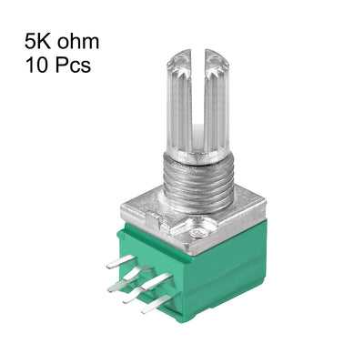 Harfington Uxcell Potentiometer  B5K Ohm Variable Resistors Double Turn Rotary Carbon Film Taper RV097NS 10pcs