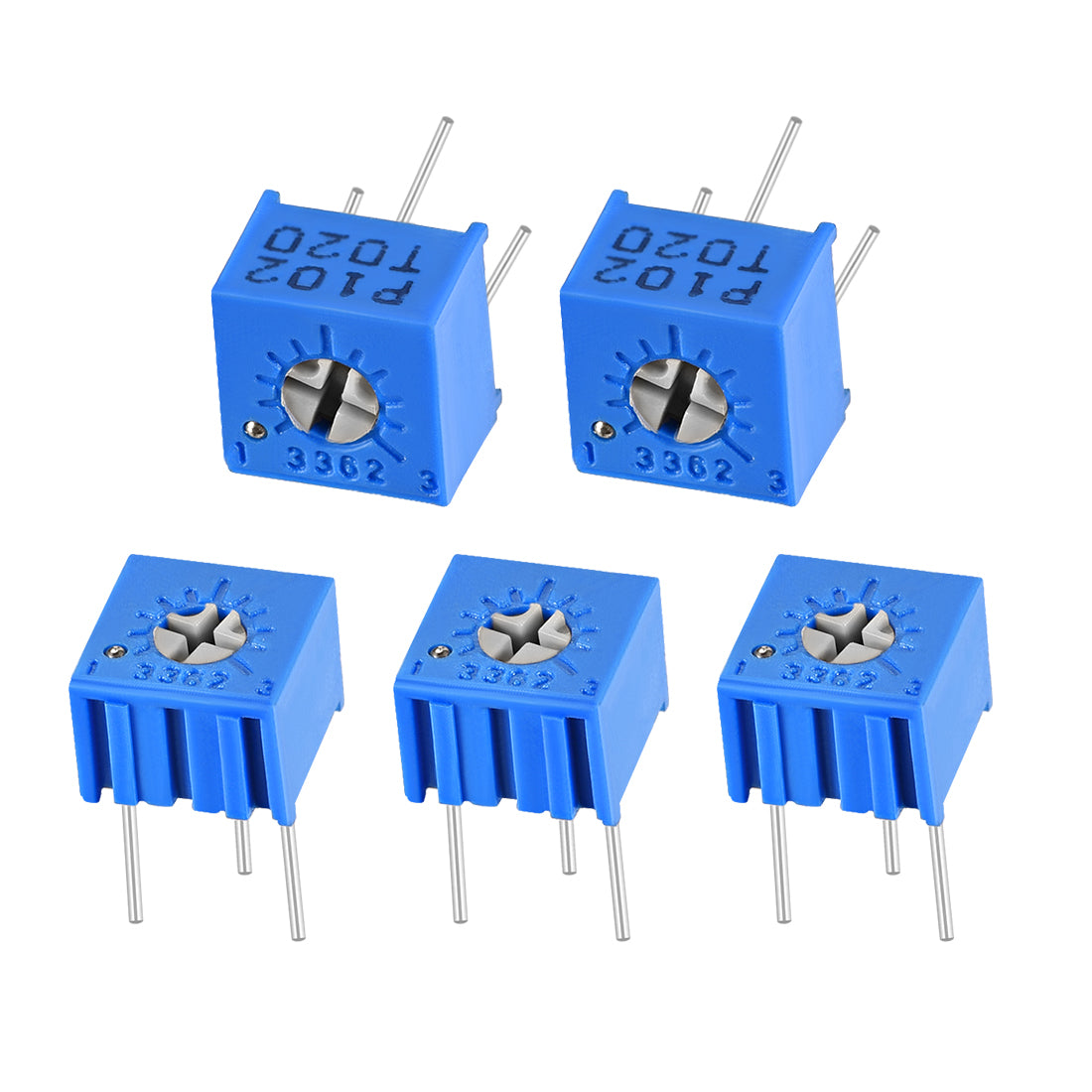 uxcell Uxcell 3362 Trimmer Potentiometer 1K Ohm Top Adjustment Horizontal Variable Resistors 5Pcs