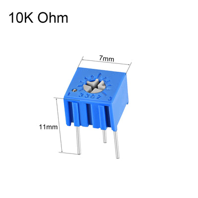 Harfington Uxcell 3362 Trimmer Potentiometer 10K Ohm Top Adjustment Horizontal Variable Resistors 10Pcs