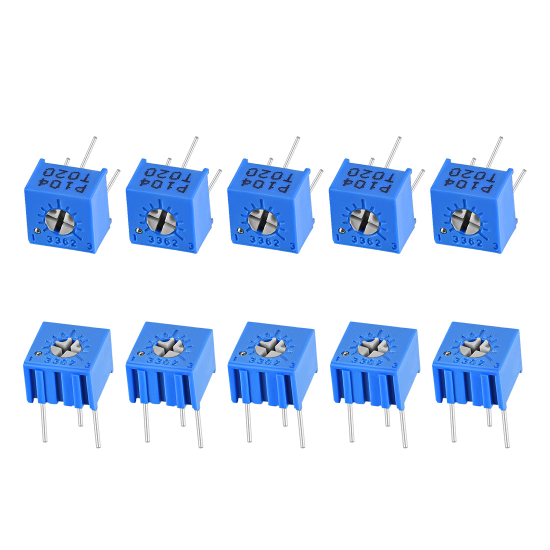 uxcell Uxcell 3362 Trimmer Potentiometer 100K Ohm Top Adjustment Horizontal Variable Resistors 10Pcs