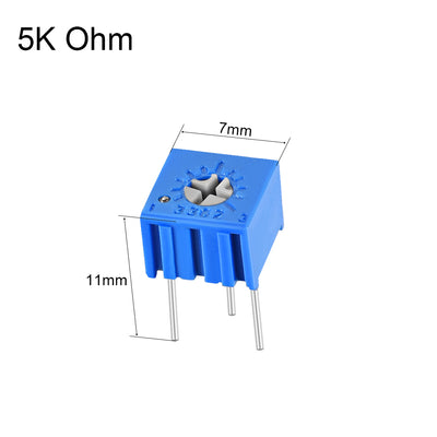 Harfington Uxcell 3362 Trimmer Potentiometer 5K Ohm Top Adjustment Horizontal Variable Resistors 10Pcs