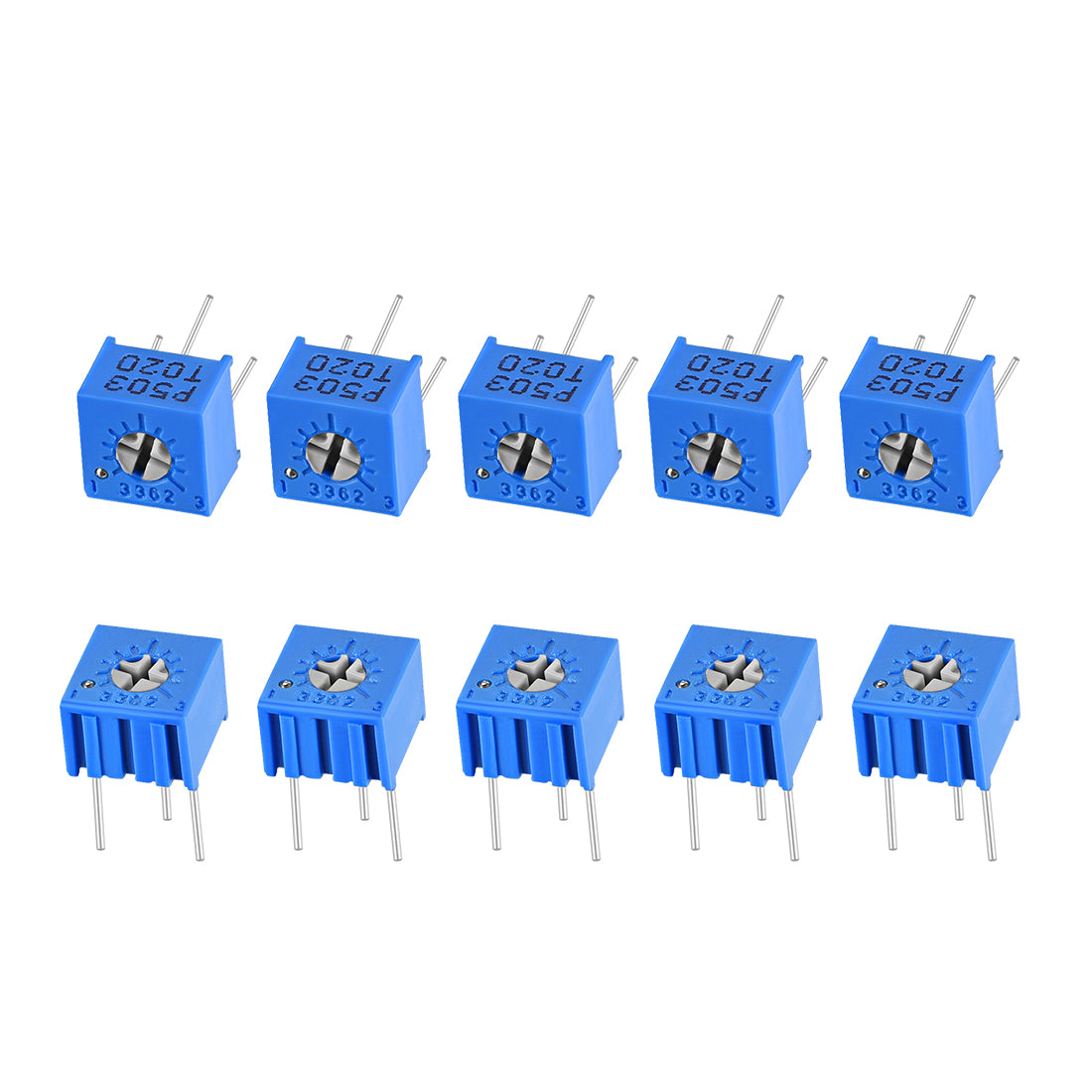 uxcell Uxcell 3362 Trimmer Potentiometer 50K Ohm Top Adjustment Horizontal Variable Resistors 10Pcs
