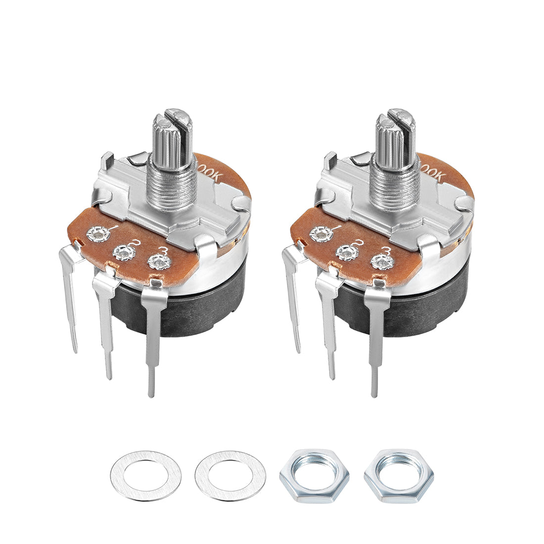 uxcell Uxcell WH138 Potentiometer with Switch B100K Ohm Variable Resistors Single Turn Rotary Carbon Film Taper 2pcs