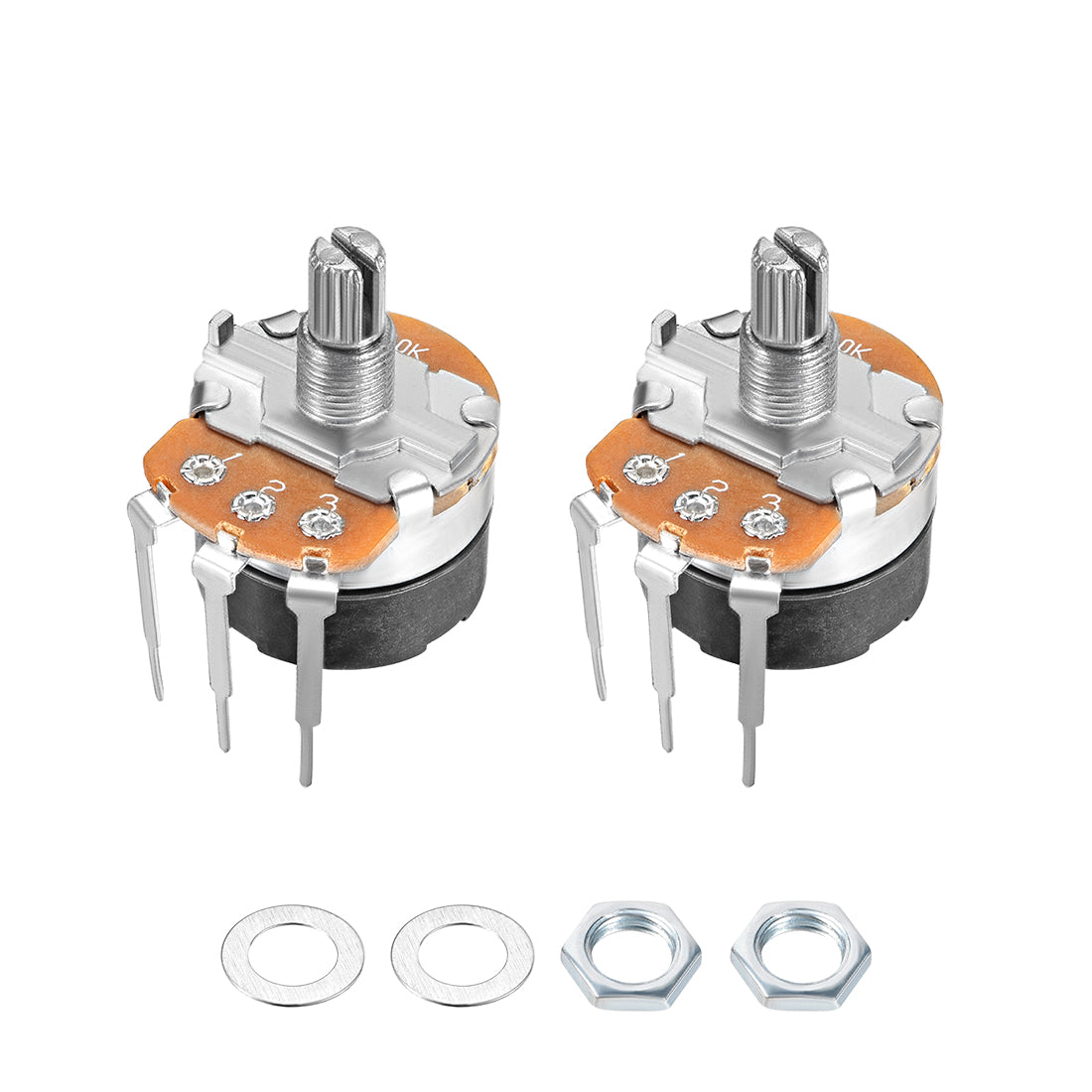 uxcell Uxcell WH138 Potentiometer with Switch 50K Ohm Variable Resistors Single Turn Rotary Carbon Film Taper 2pcs