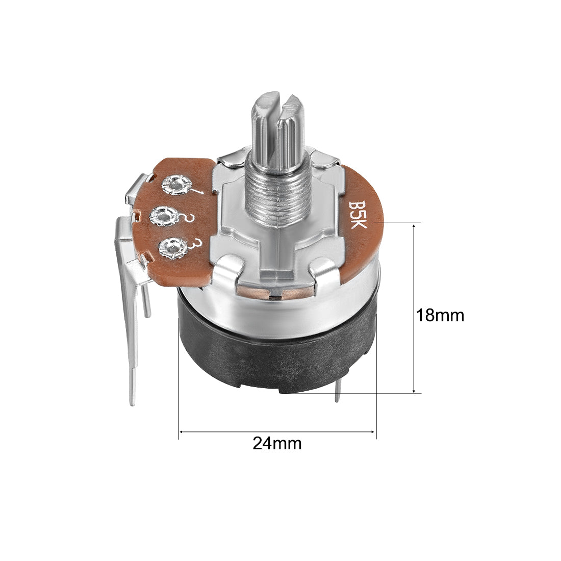 uxcell Uxcell WH138 Potentiometer with Switch 5K Ohm Variable Resistors Single Turn Rotary Carbon Film Taper 2pcs