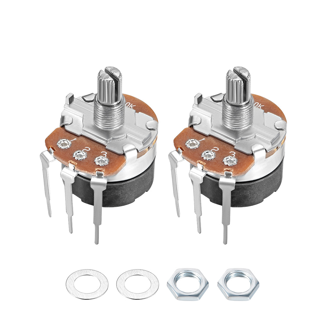 uxcell Uxcell WH138 Potentiometer with Switch 5K Ohm Variable Resistors Single Turn Rotary Carbon Film Taper 2pcs