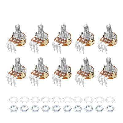 Harfington Uxcell WH148 Potentiometer with Switch 50K Ohm Variable Resistors Single Turn Rotary Carbon Film Taper 10pcs