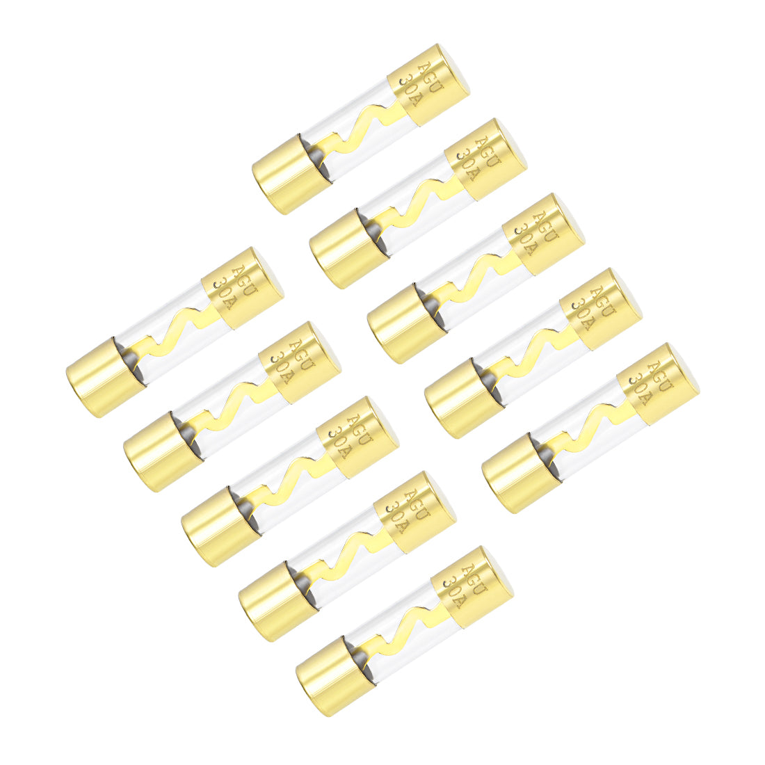 uxcell Uxcell Cartridge Fuse 30A DC12V 10x38mm Fast Blow Amplifier Glass 10pcs