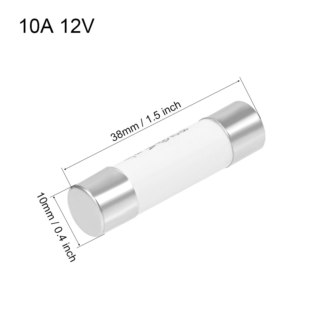 uxcell Uxcell Cartridge Fuses 10A DC 500V 10x38mm Alarm Amplifier Ceramic 5pcs