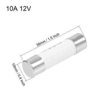 Harfington Uxcell Cartridge Fuses 10A DC 500V 10x38mm Alarm Amplifier Ceramic 5pcs