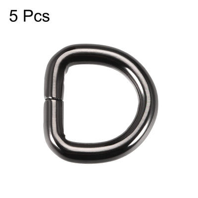Harfington Uxcell 5 Pcs D Ring Buckle 0.63 Inch Metal Semi-Circular D-Rings Black for Hardware Bags Belts Craft DIY Accessories