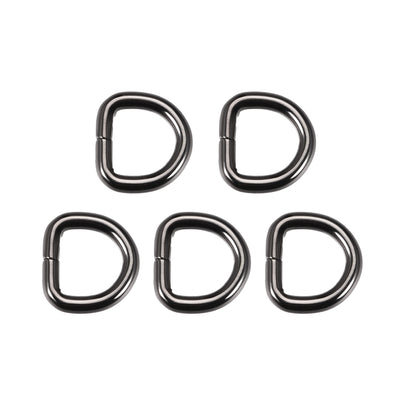 Harfington Uxcell 5 Pcs D Ring Buckle 0.63 Inch Metal Semi-Circular D-Rings Black for Hardware Bags Belts Craft DIY Accessories