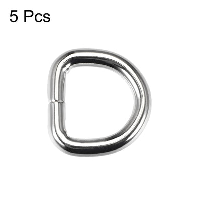 Harfington Uxcell 5 Pcs D Ring Buckle 0.63 Inch Metal Semi-Circular D-Rings 25.5x24x4.5mm Silver for Hardware Bags Belts Craft DIY Accessories