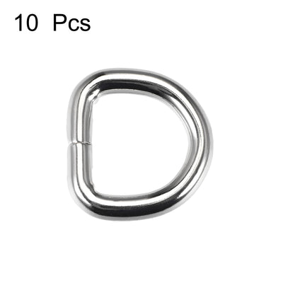 Harfington Uxcell 10 Pcs D Ring Buckle 0.63 Inch Metal Semi-Circular D-Rings Silver Tone for Hardware Bags Belts Craft DIY Accessories