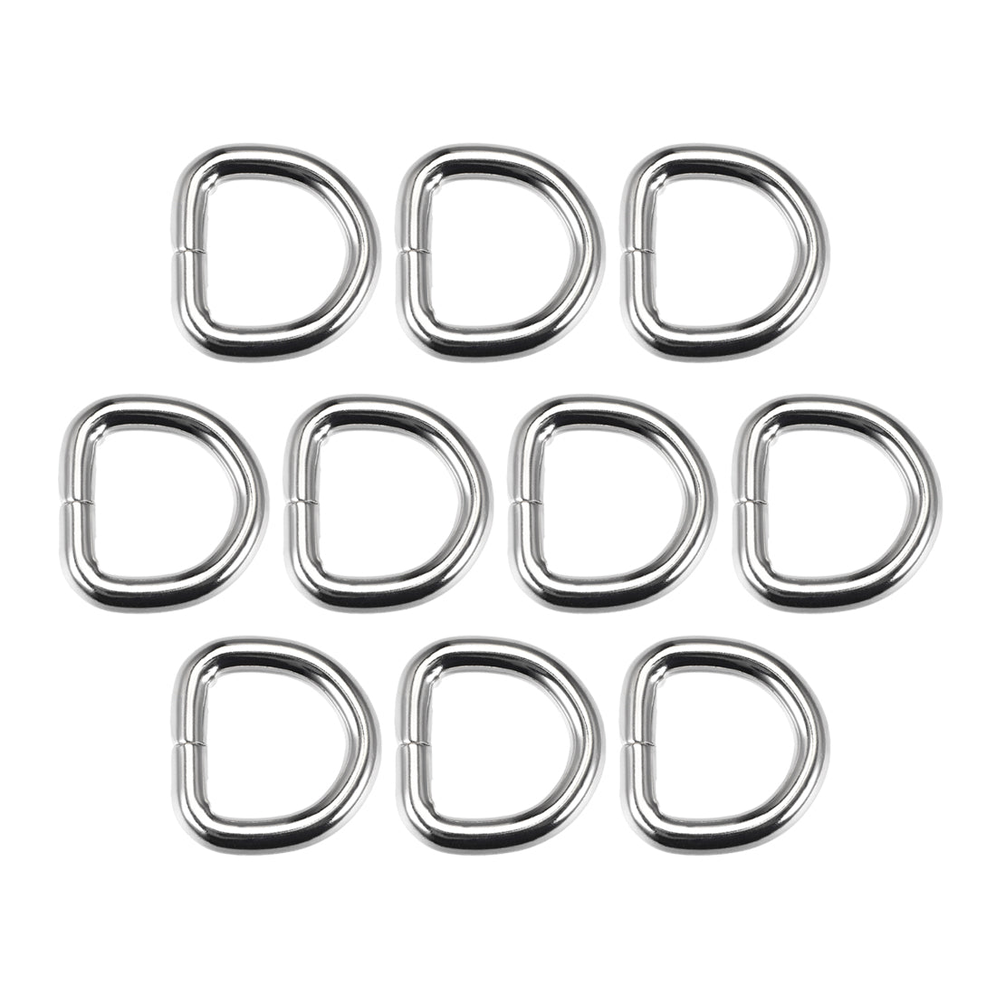 uxcell Uxcell 10 Pcs D Ring Buckle 0.63 Inch Metal Semi-Circular D-Rings Silver Tone for Hardware Bags Belts Craft DIY Accessories