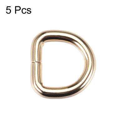 Harfington Uxcell 5 Pcs D Ring Buckle 0.63 Inch Metal Semi-Circular D-Rings Gold Tone for Hardware Bags Belts Craft DIY Accessories